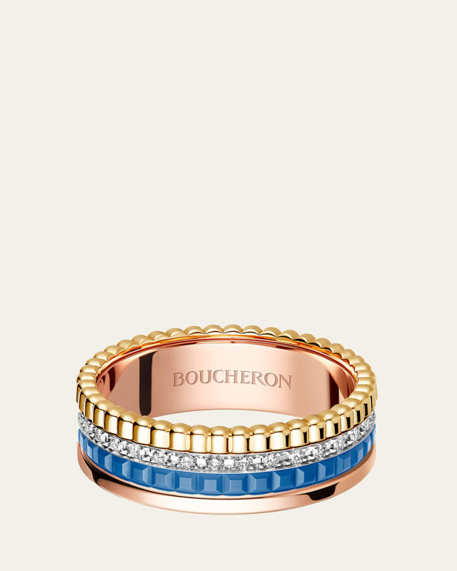 18K White, Rose, and Yellow Gold Quatre Blue Edition Ring with Diamonds
